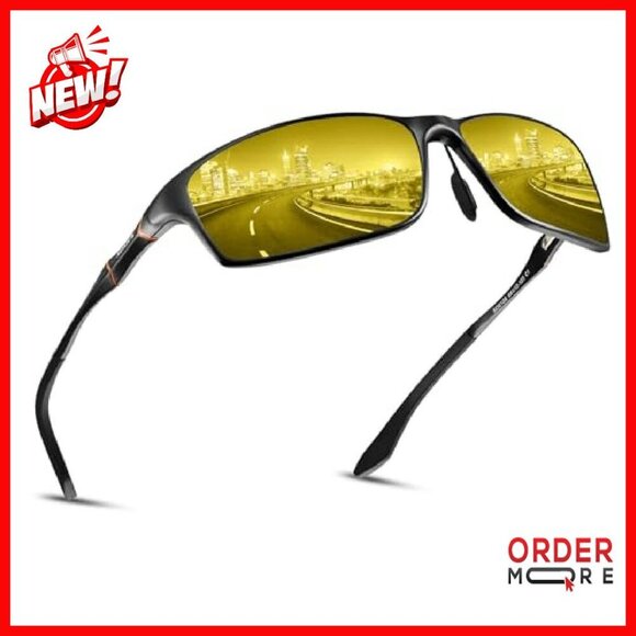 Polarized Night Vision Driving Glasses UV400 Protection Unisex Metal Frame